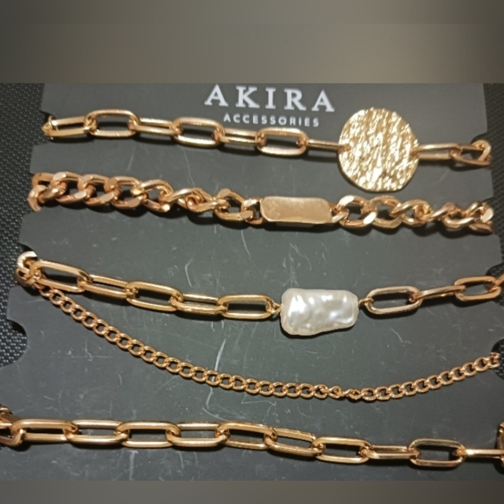 New AKIRA 5 Piece Gold colored Bracelet set